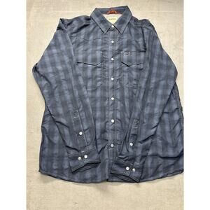 Simms Shirt Mens Medium Plaid Pearl Snap Western Fishing Lightweight Outdoor